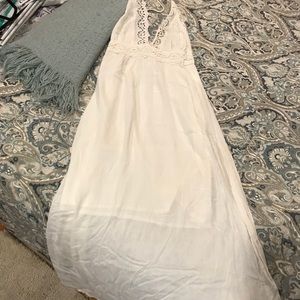 NWT Long white halter dress or beach cover up